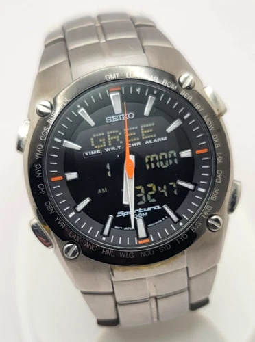 Vintage SEIKO Sportura H023-00C0 WorldTime Quartz Men's Watch works