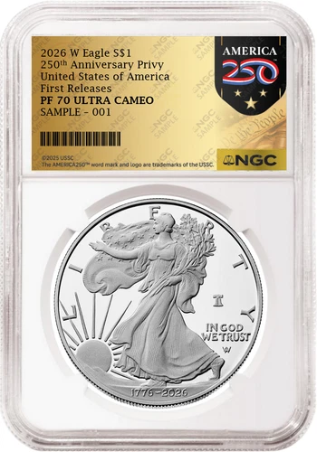 2026 W 250th Anniversary Proof Silver Eagle NGC PF 70 UC, FR Gold 250 Presale