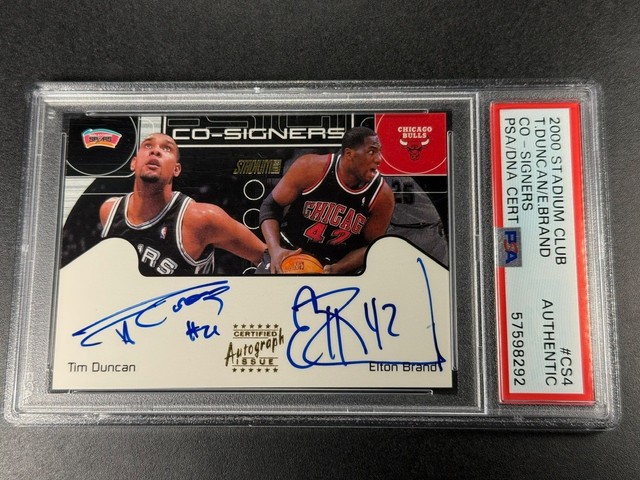 TIM DUNCAN / ELTON BRAND 2000 TOPPS STADIUM CLUB CO-SIGNERS DUAL AUTO PSA NBA