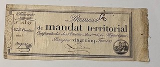 MANDAT TERRITORIAL DE VINGT CINQ FRANCS ASSIGNAT
