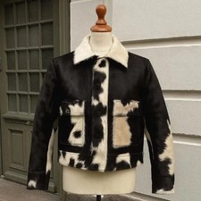Real Cow Print Leather Coat  Cowhide Hair-On Pony Skin Leather Jacket For Women