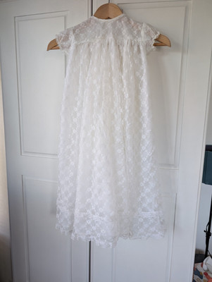 Vintage 1960's white Christening Robe By Rob Roy Length 71 Cm