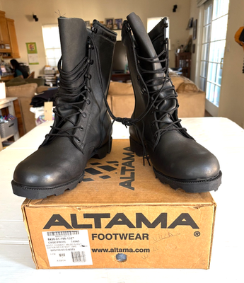 UNISSUED GENUINE US ARMY BLACK LEATHER ALTAMA SPEEDLACE COMBAT