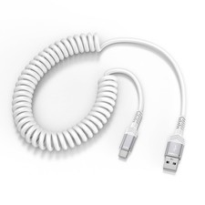 3ft Coiled USB-C Fast Charging Cable for iPhone 17/16/15 Android Auto