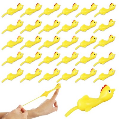 TEESSUE 40 Pcs Flying Chicken Slingshot Party Favors for Kids Small, Yellow