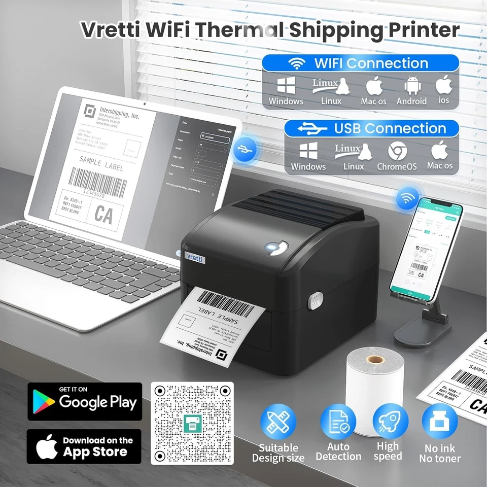 Versatile 4x6 Thermal Label Printer with Large Tray - Perfect for eCommerce - Image 4 of 4