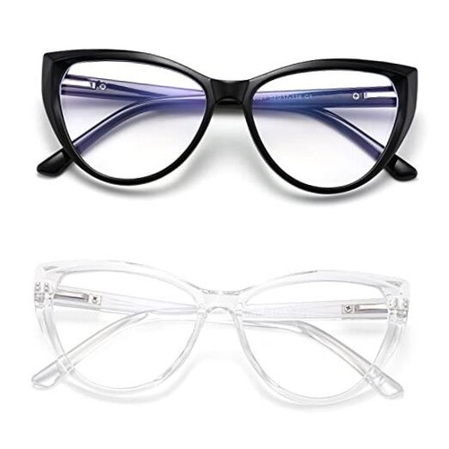 2 Pack Cat Eye Blue Light Blocking Glasses for Women Trendy TR90 Frame Anti