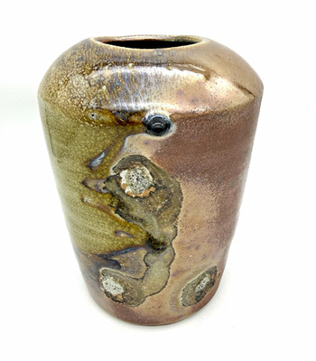 Wheelthrown Pottery Ceramic Vase silo Glossy Drip woodfired anagama decor