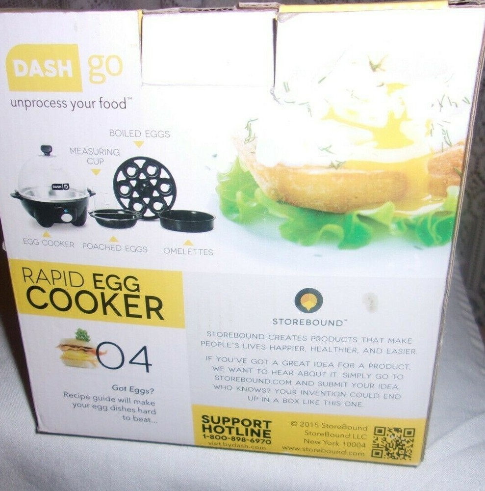 Dash Black Rapid Egg Cooker One-Touch 6-Egg Capacity 360 Watts New