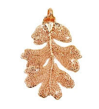Zhannel Real Leaf PENDANT Lacey OAK in Dipped Rose Gold Genuine Leaf New