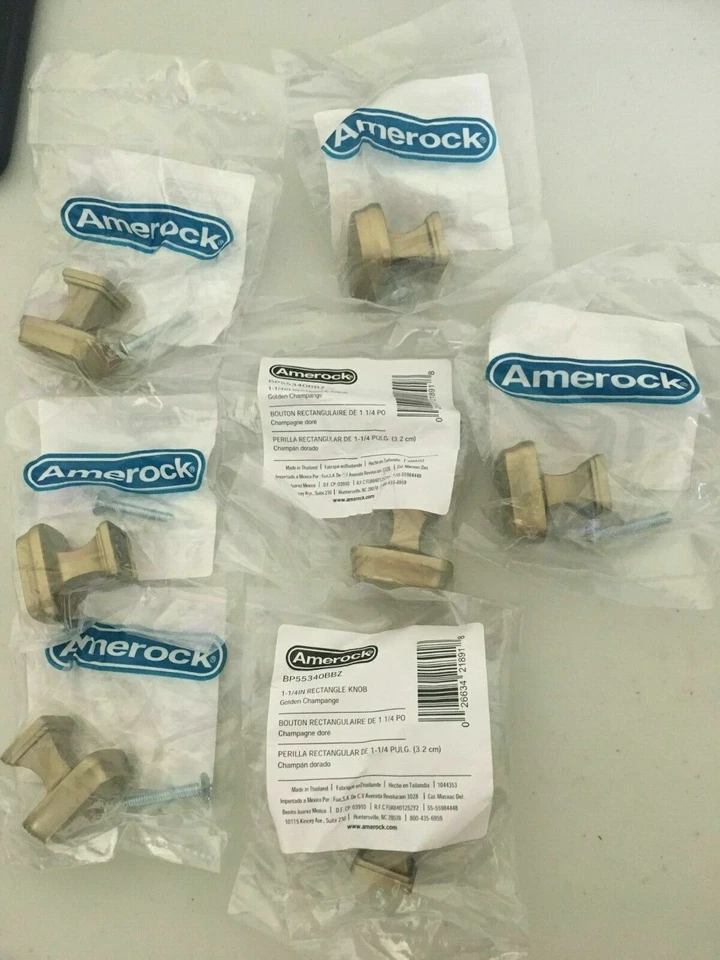 Lote de 7 perillas Amerock Golden Champagne de 1-1/4 pulgadas (32 mm) de longitud BP55340BBZ Foto 2 de 2