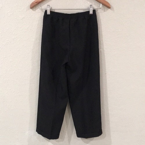 Boy Sz 7 Dress Pants Black Pull On Classic Formal Cuffed Wedding Holiday Preppy - Picture 2 of 6