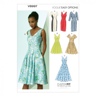 Vogue Damen Easy Schnittmuster 8997 Kleider mit Cup Größen (Vogue-8997-M)