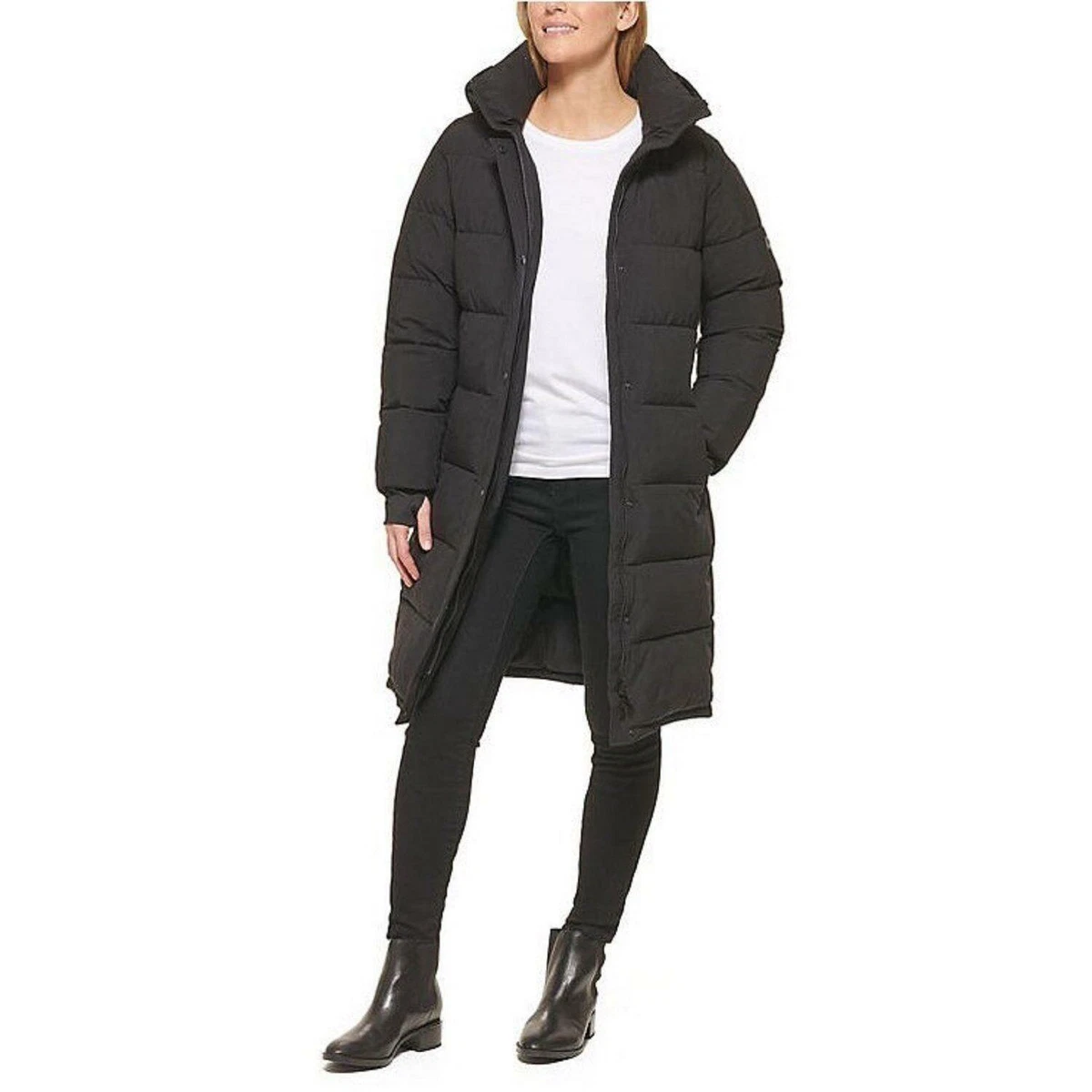 DKNY Women s Long Puffer Jacket X Large Black
