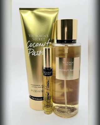 Victoria's Secret Coconut Passion Mist, Lotion & Rollerball Parfum 