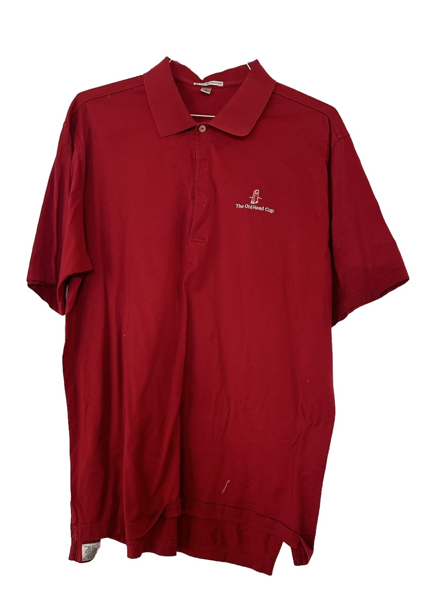 Peter Millar Mens XL Golf Polo Shirt Solid Red Old Head Golf Links Cup Logo