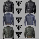 Triumph Motorcycle Racing Leather Jacket Cafe Racer Biker Genuine Cowhide Jacket
