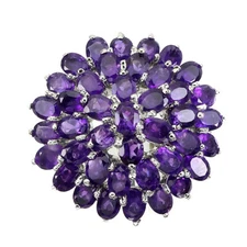 925 Sterling Silver Ring Oval Amethyst Natural Gemstone Jewelry Size 8