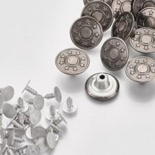 Lot De 5 Gros Boutons Vintage Noirs Avec Inclusion Argentée - Diamètre 26 Mm, Pied 2,6 Cm, Réf. 3088