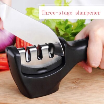 3 Stages Type  Handheld Multi-function With Non-slip  Kitchen Knife Sharpener