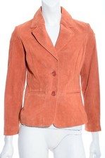 Womens Relativity Rust Orange Suede Leather Jacket Blazer Coat Petite Small Ps