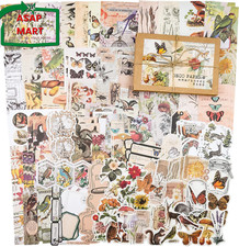 Knaid 200 Pieces Vintage Ephemera Pack Decoupage Paper Junk Journal Kit Scrapboo