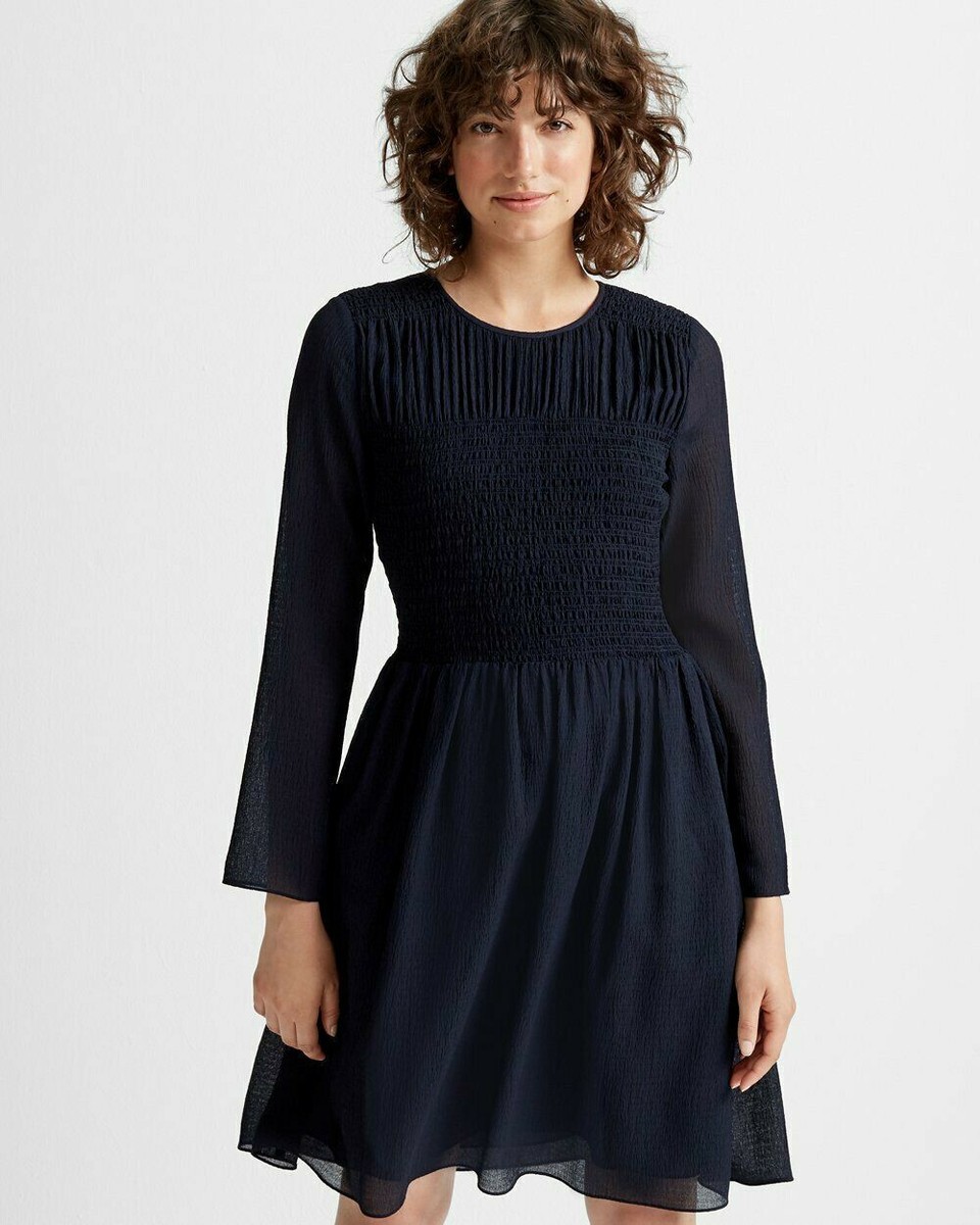 NWT Club Monaco Women's Smocked Long Sleeve Dress Sz 2