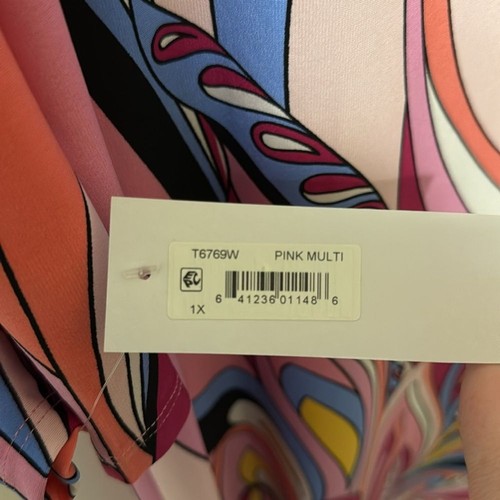 NWT London Times Swirl 3/4 Length Sleeve Shift Dress Pink Print Plus Size 1X - 第 10/12 張圖片