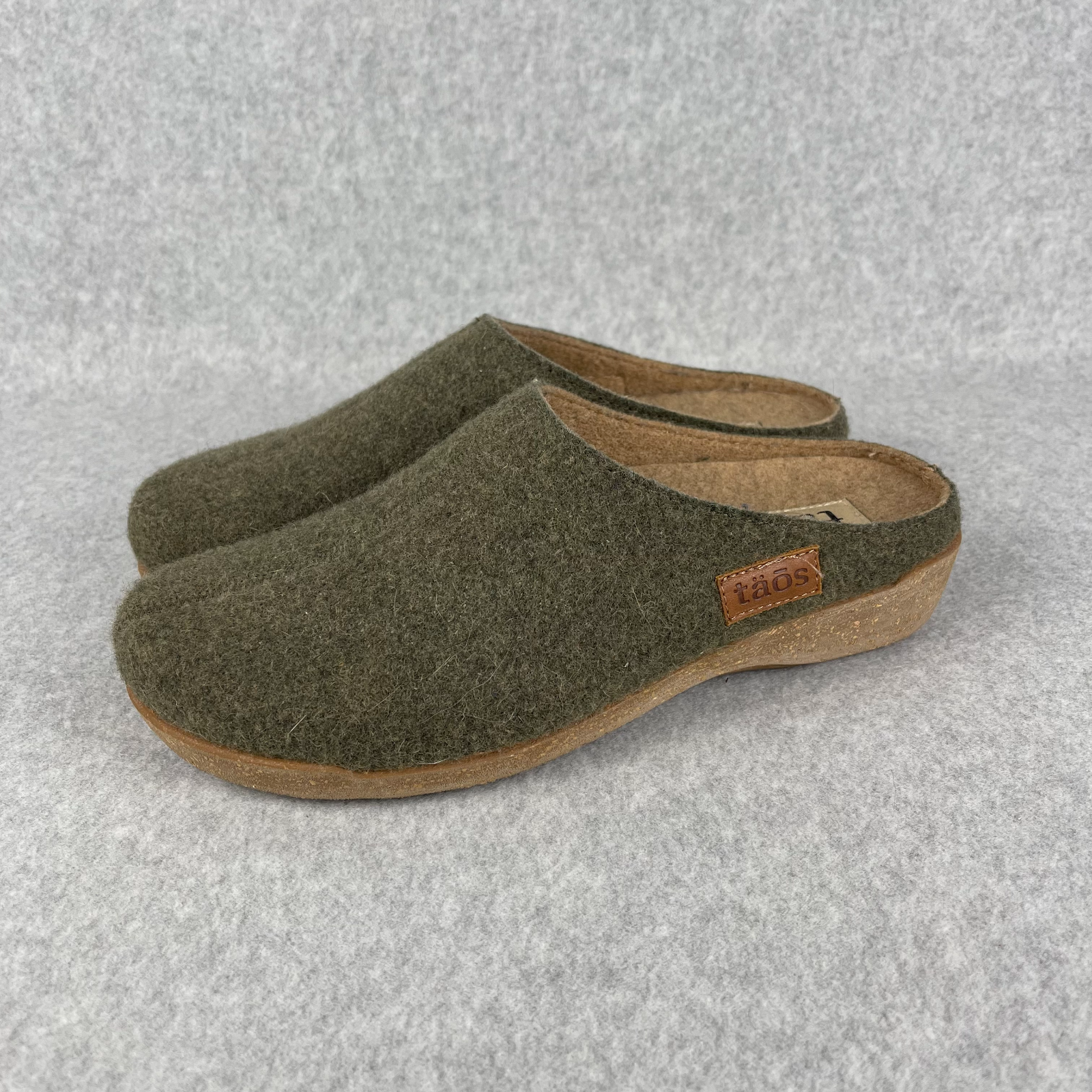 TAOS Clogs Shoes Women's 41 10-10.5 Green Wool Blend Slip On Shock Absorb Sole-image