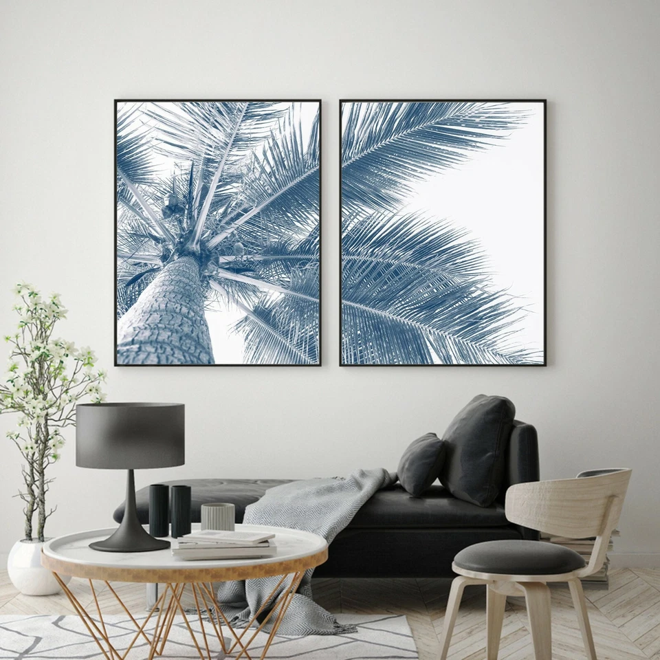 Set of 2 Palm Tree Blush Blue Tropical Wall Art Print. Great Home Decor - Image 4 of 4