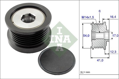 INA LICHTMASCHINENRIEMENSCHEIBE FÜR FD FIESTA VI, FOCUS II, VOLVO S40 II 1.6TDCI