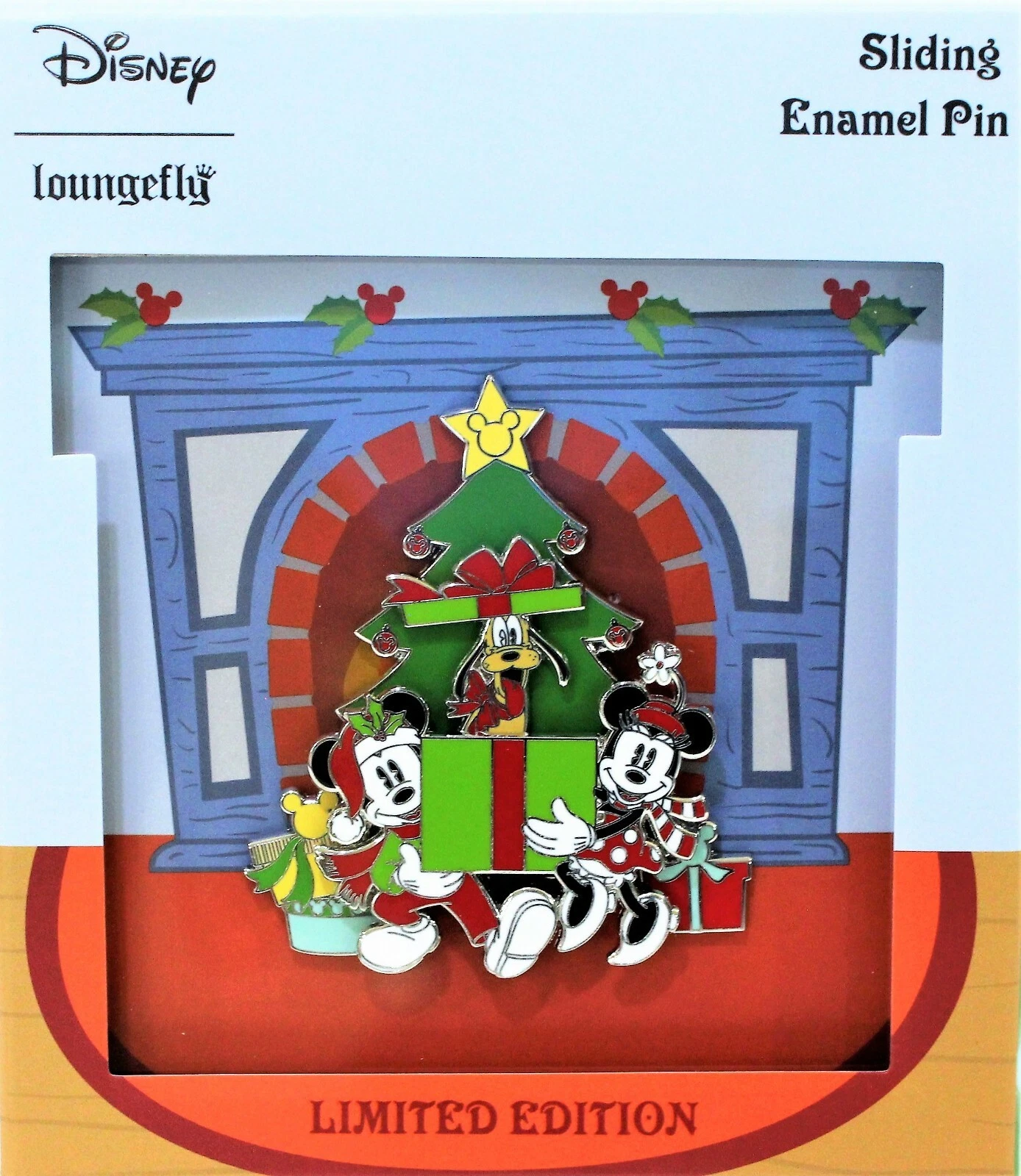 Disney Mickey Minnie & Pluto Christmas Tree Limited Edition Sliding Enamel Pin