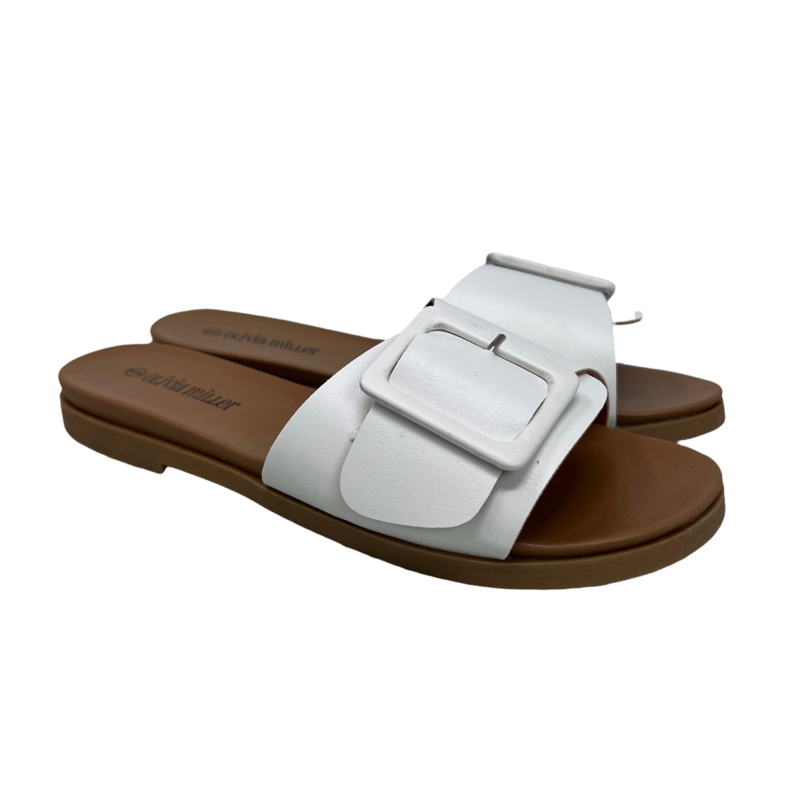 Olivia Miller Mia Buckle Sandals Open Toe Slip On Comfort Slide Women's 6  NWB | eBay