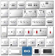 BG NEXUS METAL MIRROR POLISHED CHROME SWITCHES & SOCKETS FULL RANGE WHITE INSERT