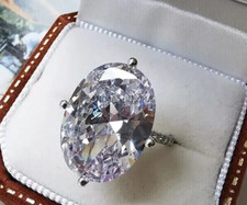 4 CT Oval Cut Cubic Zirconia Solitaire Engagement Ring Real 925 Sterling Silver