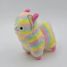 Llama Alpaca Plush Rainbow Stuffed Animal Toy Pastel Keychain 6" 