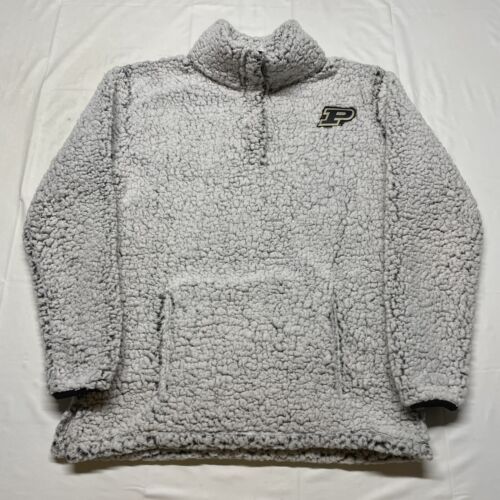 Purdue University Fleece Sweater Women’s Small Gray College 1/4 Snap Pullover - Picture 1 of 12