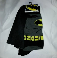 Bio world DC comics batman Mens L one pair grey gray yellow black crew socks