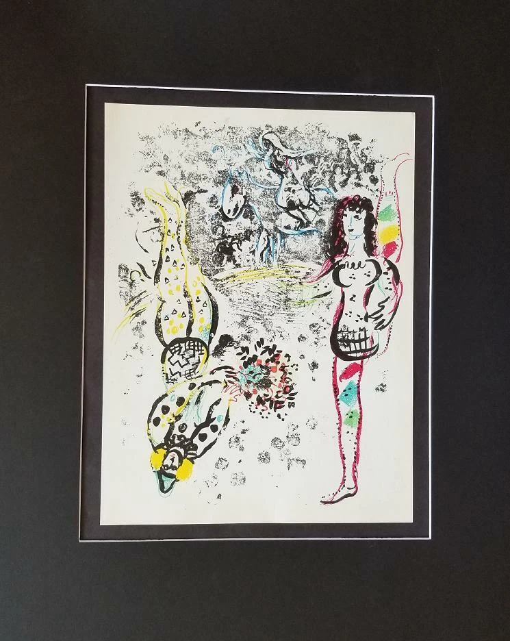 Litografía Original Marc Chagall "Acróbatas en Juego" 1963 Mourlot (401)  Foto 2 de 3