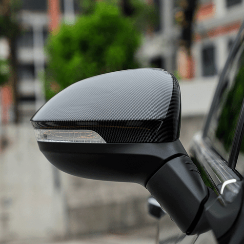 Paar Carbon Look Spiegelkappen mit Spurassist Passt für VW Golf 8 VIII MK8 20-24 - Picture 2 of 12