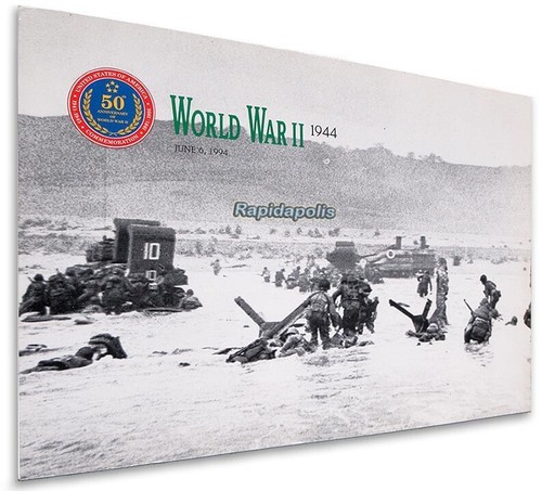 D-Day+50 USPS Commemorative Stamp Set Cancelled in Normandy France 6 June 1994 - Picture 3 of 5