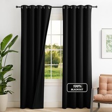 100 out Curtains for Bedroom, Room Darkening 52"W x 84"L Pack of 2 Black