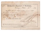 1864 CIVIL WAR PASS - Allows Civilian on Bridges & Ferries near Washington DC