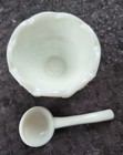 Vintage Westmoreland Milk Glass Paneled Grape Mayonnaise Condiment Bowl & Spoon — photo 3