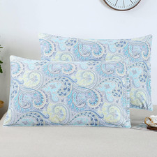 Pillow Cases Set 100 Cotton Blue Paisley Design Pillowcases Set of 2 Pillow Cov