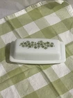 Butter Dish w/Lid Vintage Pyrex Green Spring Blossom Crazy Daisy 7 inch