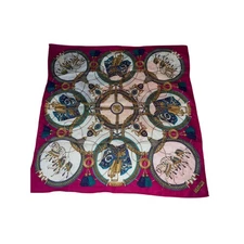 Vintage Céline Paris Silk Scarf Multicolor Purple Logo Print