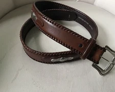 Nocona Belt Co, Western Wear Genuine Leather Silver Buckle Cowboy Unisex 