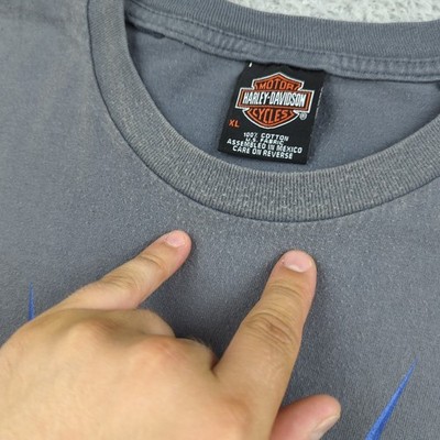 VTG Y2K Harley Davidson T Shirt Mens XL Gray Chrome Eagle Flame