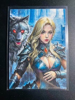 Chenzhou Studio Blonde Huntress & Wolf 1/1 UV Reactive Sketch by Kang Le Kangle